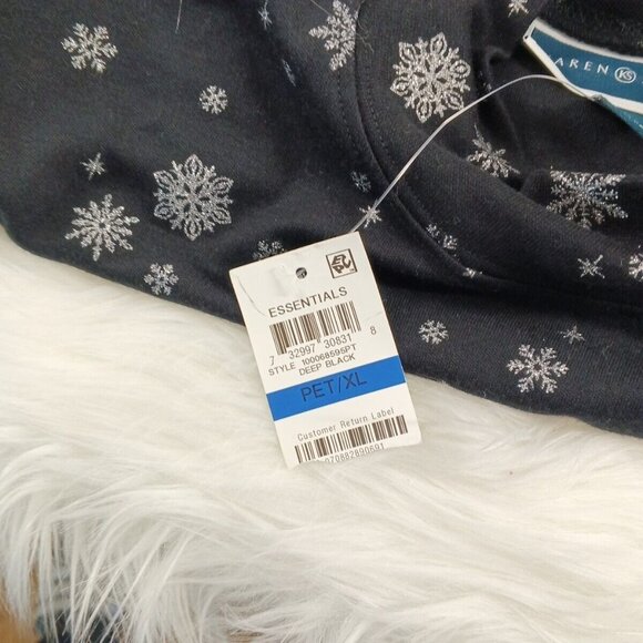 NWT KAREN SCOTT Christmas Snowflake Glitter Petite XL Top Mock Neck Cotton Knit - Picture 10 of 11
